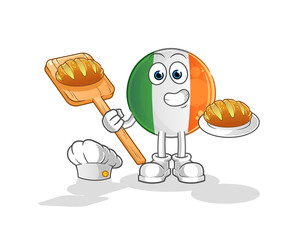 irish flag baker with bread. cartoon mascot vector