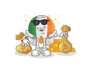 irish flag rich character. cartoon mascot vector