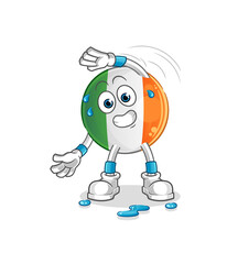 irish flag stretching character. cartoon mascot vector