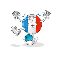 french flag hiten by bowling cartoon. cartoon mascot vector