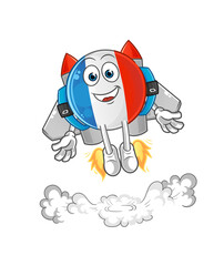 french flag with jetpack mascot. cartoon vector