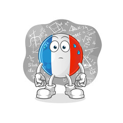 french flag thinking hard vector. cartoon character