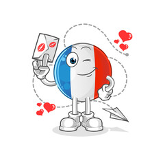 french flag hold love letter illustration. character vector