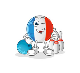 french flag play bowling illustration. character vector