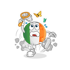 irish flag catch butterfly illustration. character vector