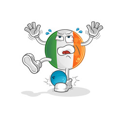 irish flag hiten by bowling cartoon. cartoon mascot vector