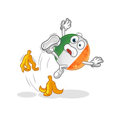 irish flag slipped on banana. cartoon mascot vector
