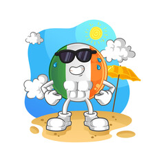 irish flag sunbathing in summer. character vector