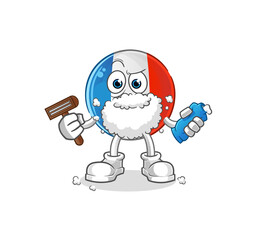french flag shave facial hair vector. cartoon character