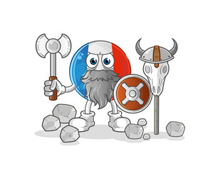 french flag viking with an ax illustration. character vector