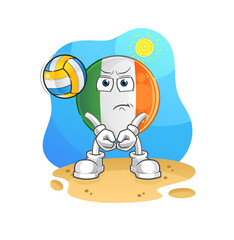 irish flag play volleyball mascot. cartoon vector