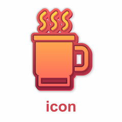 Gold Cup of tea icon isolated on white background. Vector