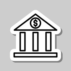 Bank simple icon vector. Flat desing. Sticker with shadow on gray background.ai