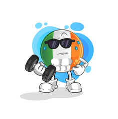 irish flag lifting dumbbell vector. cartoon character