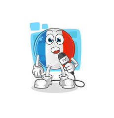 french flag tv reporter cartoon. cartoon mascot vector