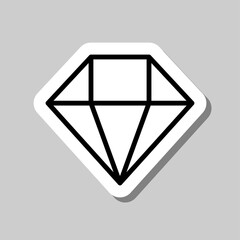 Diamond simple icon vector. Flat desing. Sticker with shadow on gray background.ai