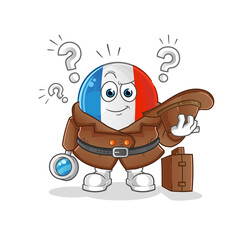 french flag detective vector. cartoon character