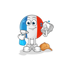 french flag cleaner vector. cartoon character
