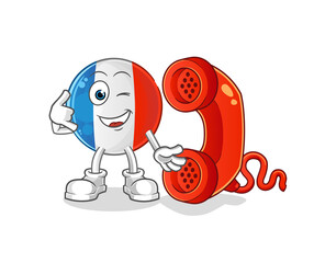 french flag call mascot. cartoon vector
