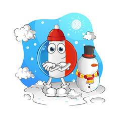 french flag in cold winter character. cartoon mascot vector