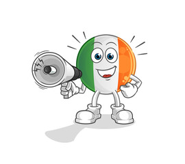 irish flag holding hand loudspeakers vector. cartoon character