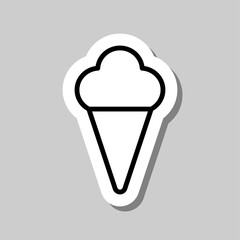Ice cream simple icon vector. Flat desing. Sticker with shadow on gray background.ai