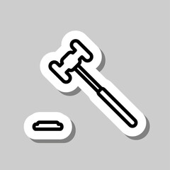 Judge gavel simple icon vector. Flat desing. Sticker with shadow on gray background.ai