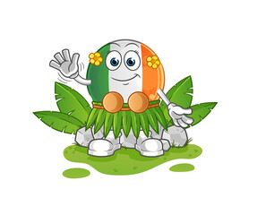 irish flag hawaiian waving character. cartoon mascot vector