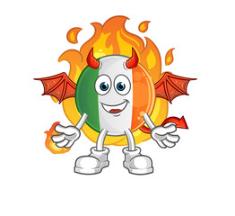 irish flag demon with wings character. cartoon mascot vector