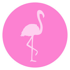 Flamingo. Cartoon bird. Image for polygraphy, t-shirts and textiles. Web icon. Colored illustration