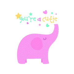 Sweet  print design with slogan. Vector illustration design for fashion fabrics, prints.