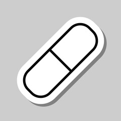 Pill simple icon vector. Flat desing. Sticker with shadow on gray background.ai