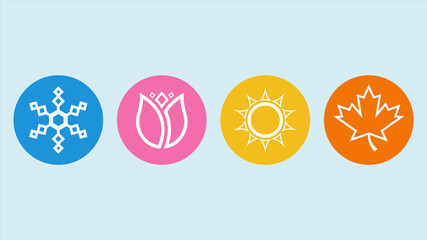 Four season icons.Vector illustration. Winter, spring, summer, autumn.