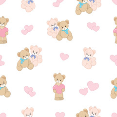 Seamless vector pattern with teddy bear pattern. Suitable for wrapping paper, covers, postcards, textiles.