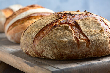 Artisanal sourdough bread close-up.