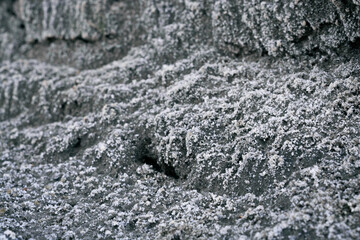 evaporite minerals on the sand at the lake