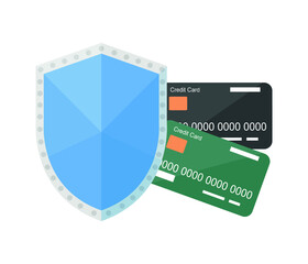 Concept of protecting bank payments. Security of money transfers. Vector isolated on a white background.
