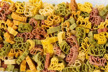 texture of trottole tricolore wheat italian food macro background