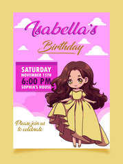 princess invitation party brithday  girl