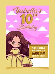 princess invitation party brithday  girl
