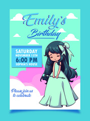 princess invitation party brithday  girl