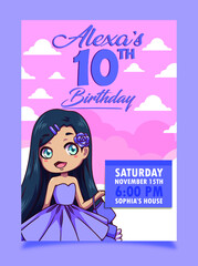 princess invitation party brithday  girl