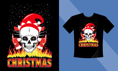 Christmas Firefighter T-Shirt Design Template Vector eps - Greeting card. Hand drawn lettering for Xmas greetings cards, invitations. Good for t-shirt, mug, gifts. Baby clothes.