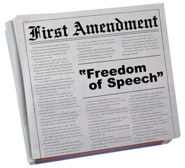 First Amendment Freedom of Speech 1st Free Rights Newspaper 3d Illustration