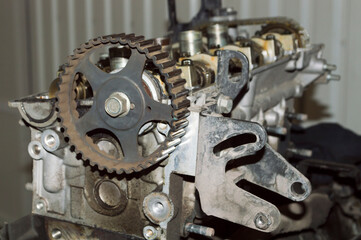 Timing gear mounted on camshaft