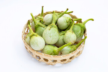 Naklejka premium Organic green eggplant on white background