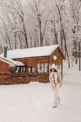 Young Asian woman in winter location with snow