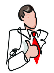 One line drawing of businessman showing thumbs up.
One continuous line drawing of success and leadership concept.