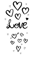 heart love vector simple minimal ink line black on white background valentine