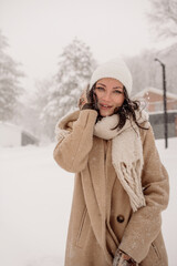 Young Asian woman in winter location with snow